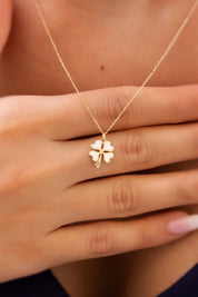 Golden -Hearted Clover Necklace