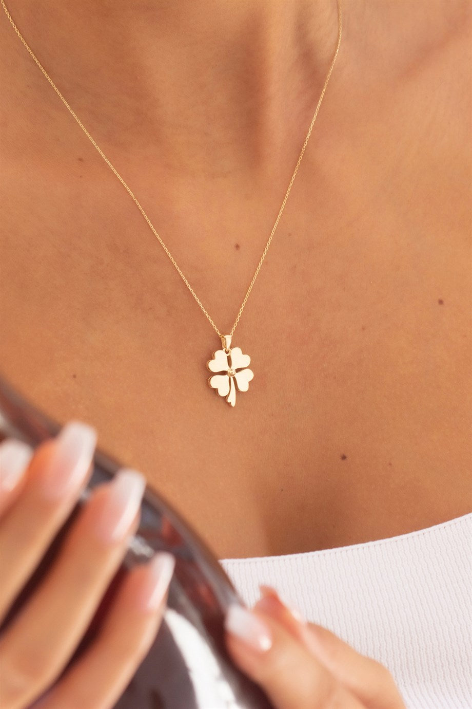 Golden -Hearted Clover Necklace