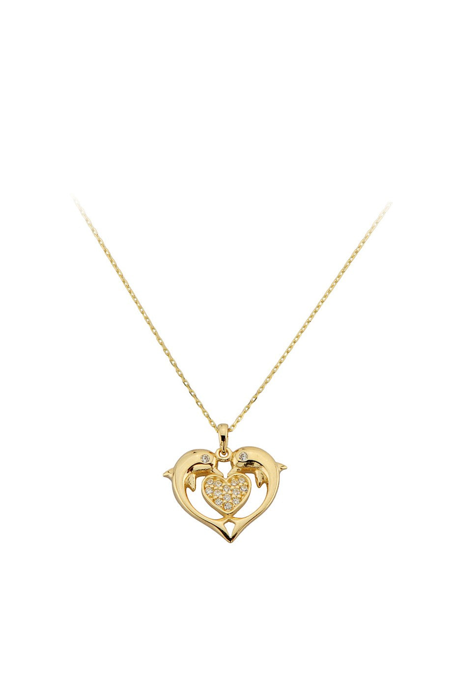 Dolphin Necklace With Golden Heart