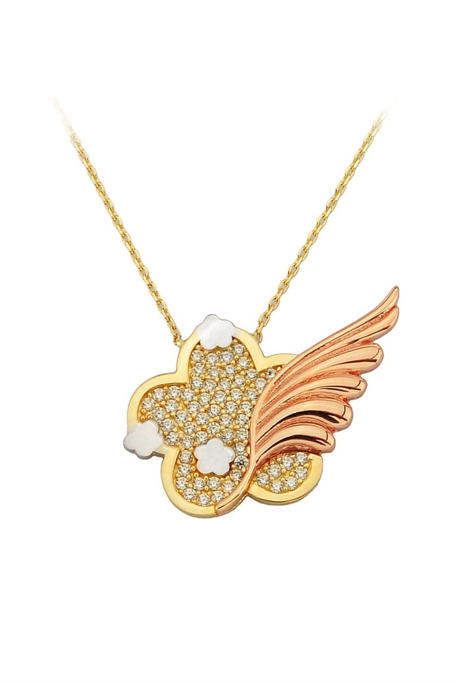 Altın Kanatlı Çiçek Kolye