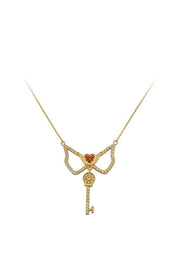 Altın Kanatlı Kalp Ve Anahtar Kolye