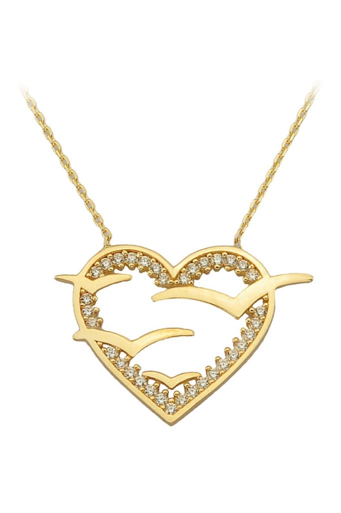 Golden Bird Heart Necklace