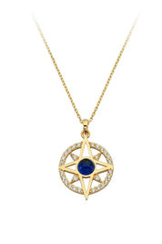 Golden Navy Blue Stone Polar Star Necklace