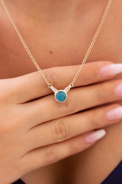 Gold Blue Stone Necklace