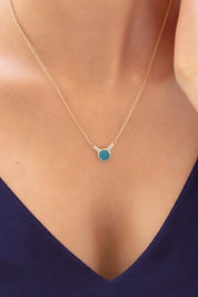 Gold Blue Stone Necklace