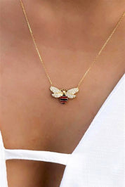 Gold Enamel Bee Necklace