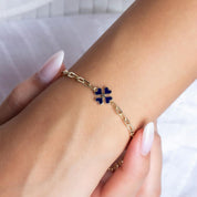 Gold Enamel Clip Clover Bracelet