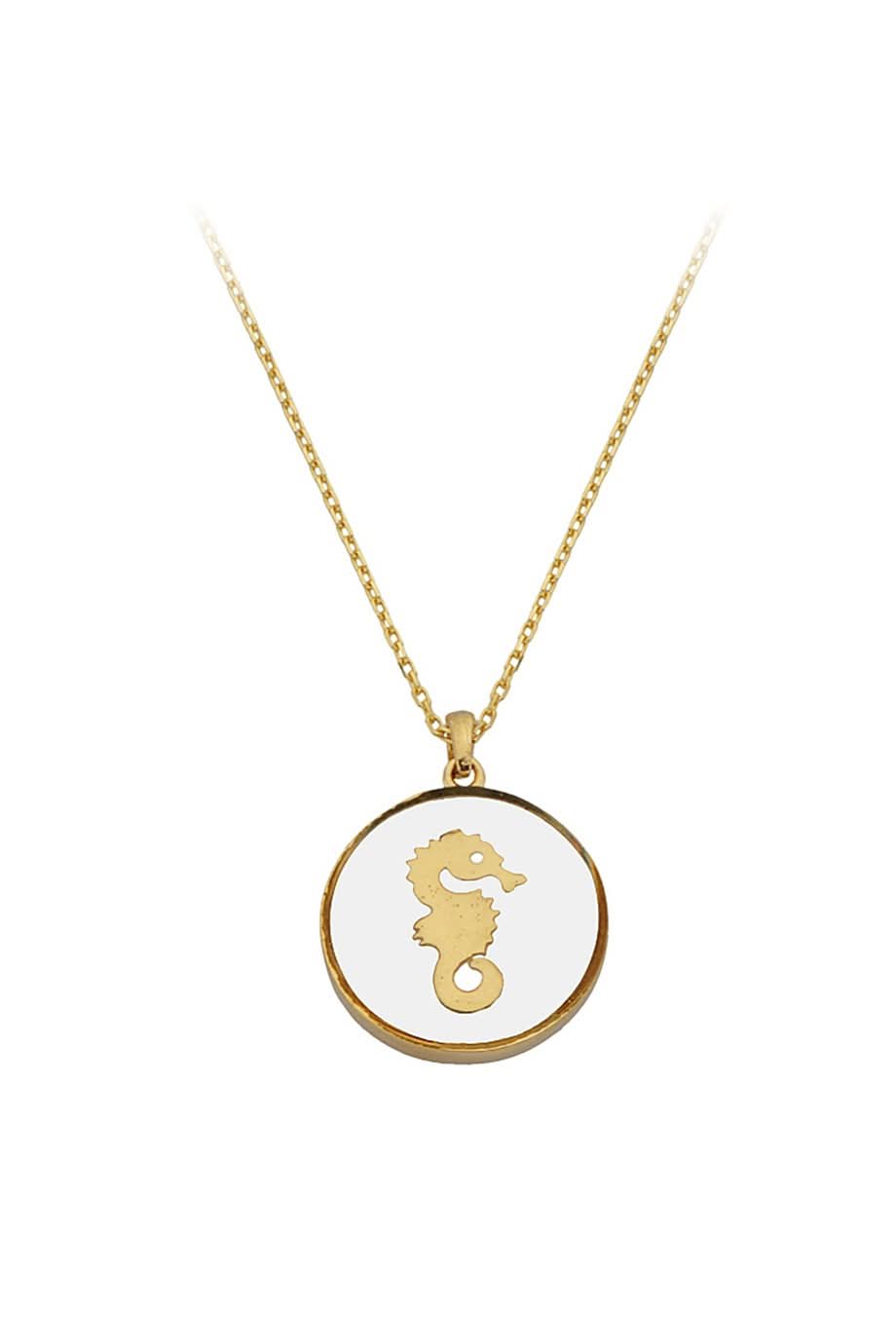 Altın Mineli Deniz Atı Kolye