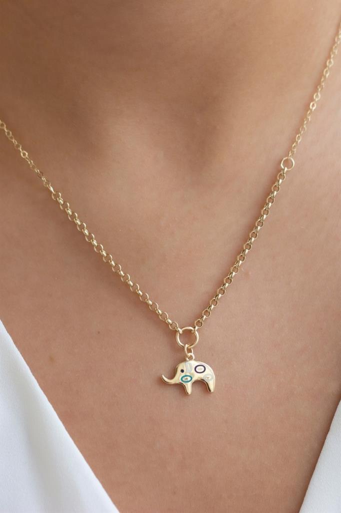 Gold Encountered Elephant Necklace