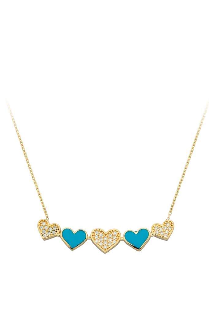 Altın Mineli Kalp Kolye