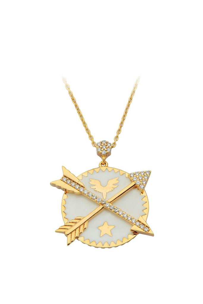 Golden Enamel Star Ok Necklace