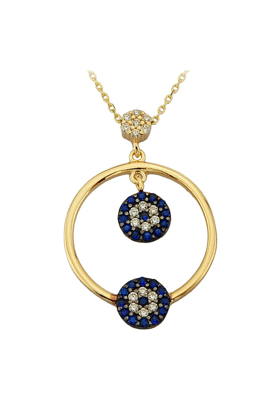 Gold Evil Eye Beaded Ring Necklace