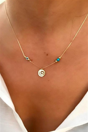 Altın Nazar Boncuklu Spiral Kolye