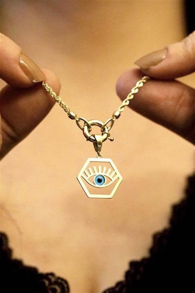 Gold Nazar Eye Necklace