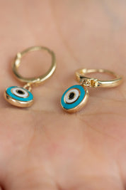 Gold Nazar Eye Earrings