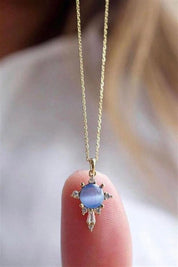 Gold Opal Baguette Stone Necklace