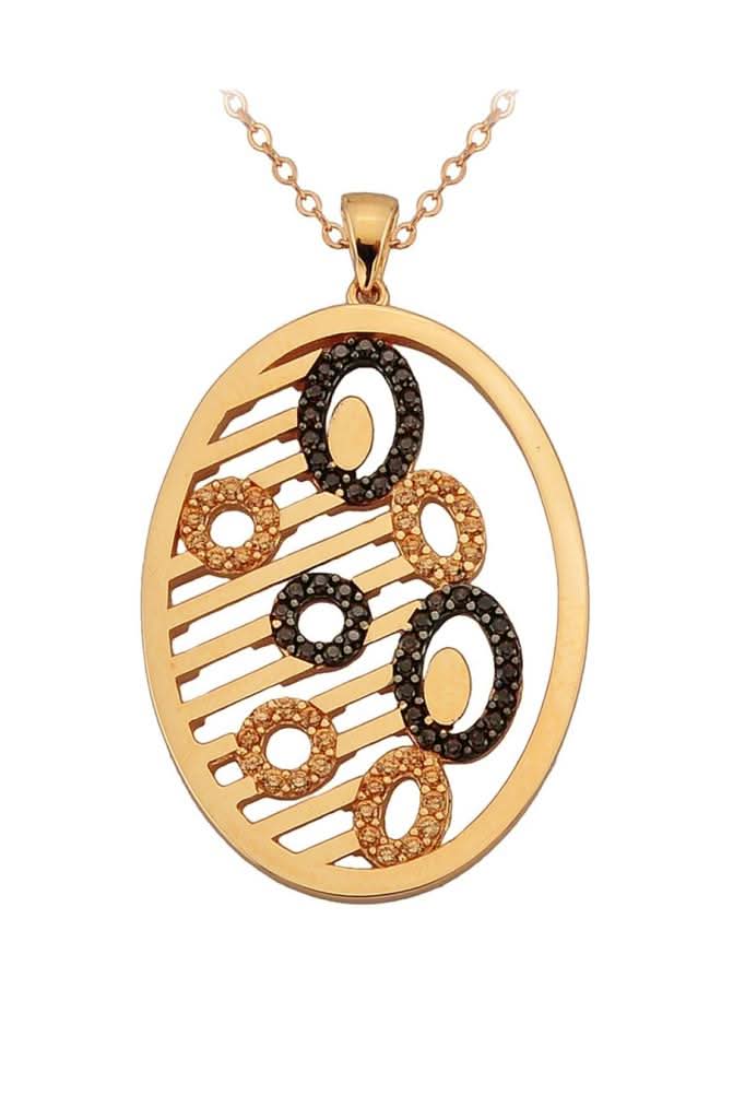 Altın Oval Motifli Kolye