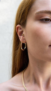 Gold Flat Hoop Earrings 3 Cm