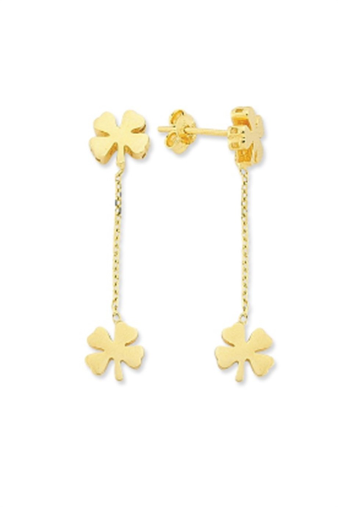 Golden Swinging Clover Earrings