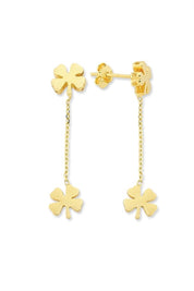 Golden Swinging Clover Earrings