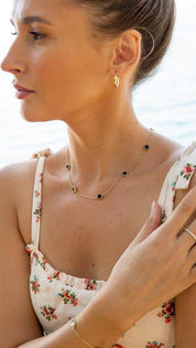 Gold Black Enamel Clover Cleef Necklace