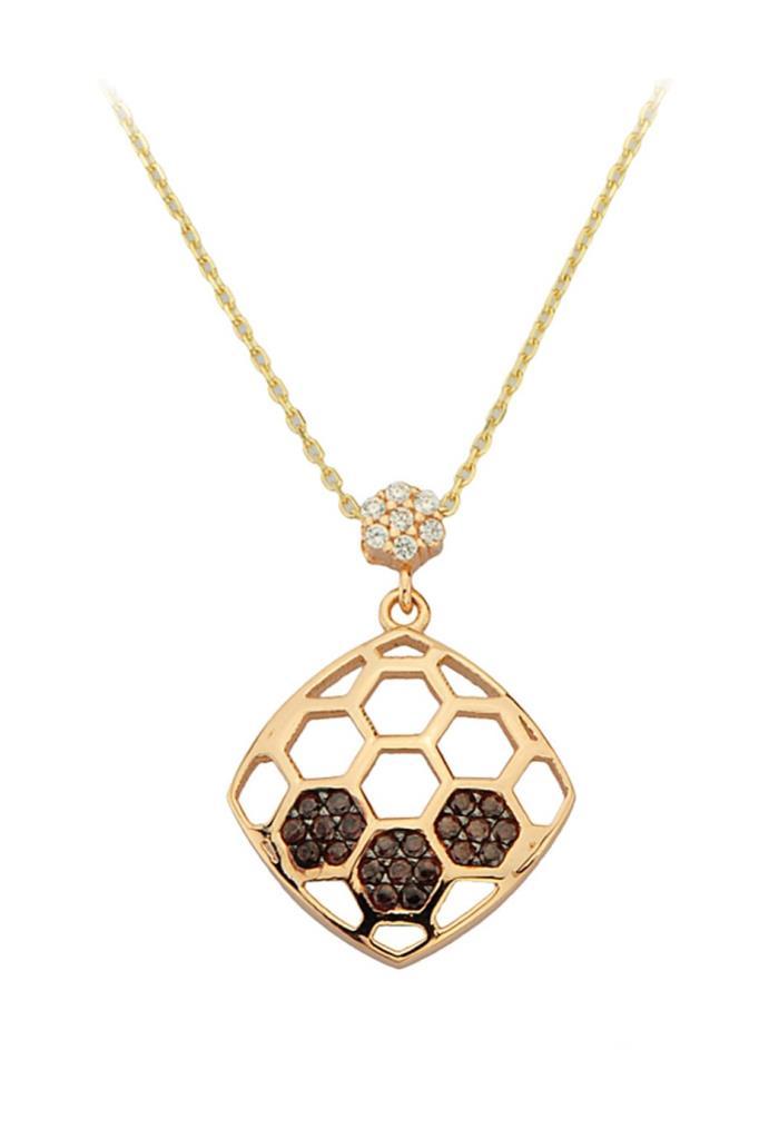 Golden Black Stone Honeycomb Necklace