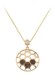 Altın Siyah Taşlı Petek Kolye