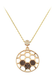 Altın Siyah Taşlı Petek Kolye