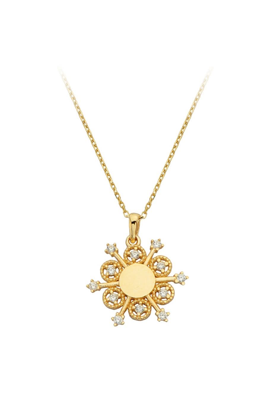 Altın Tasarım Çiçek Kolye