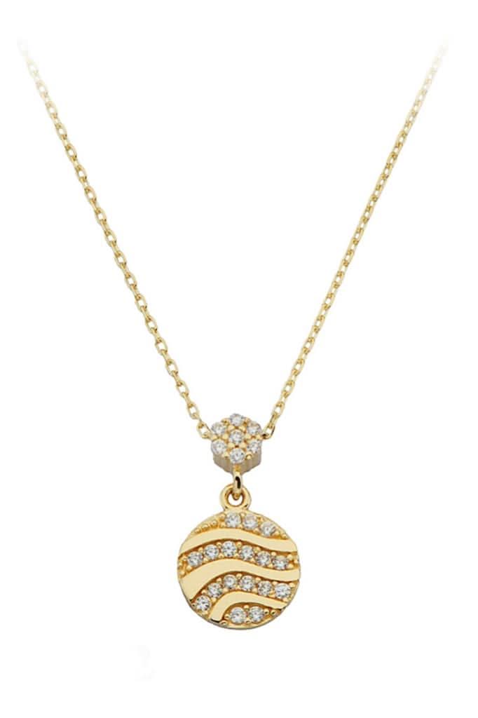 Altın Taşlı Daire Kolye