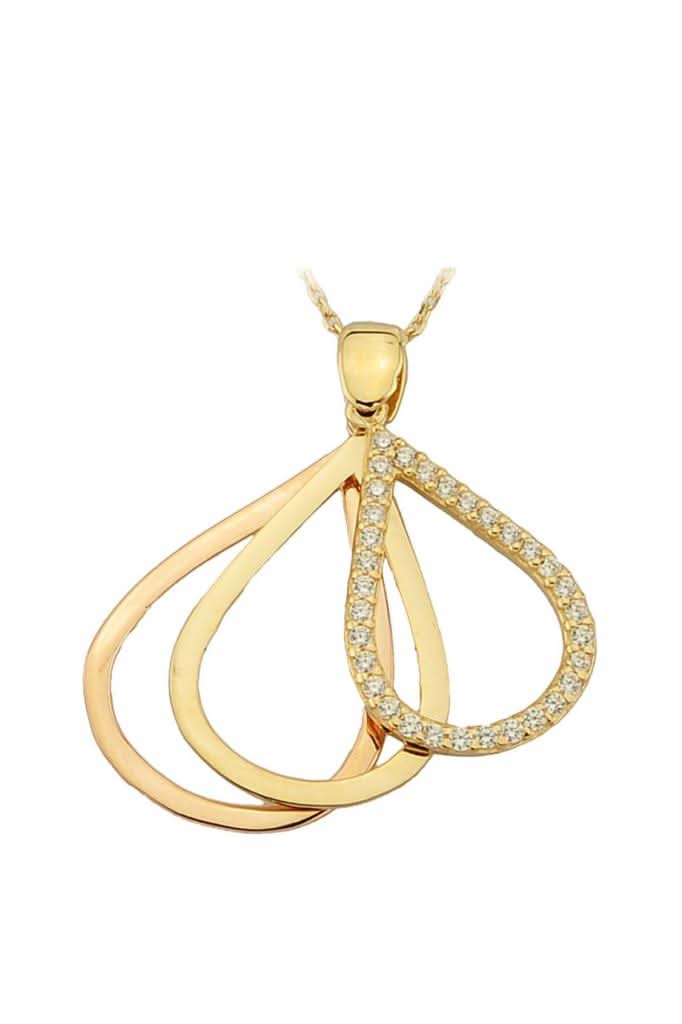 Altın Taşlı Damla Kolye