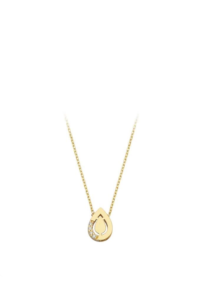 Altın Taşlı Damla Kolye