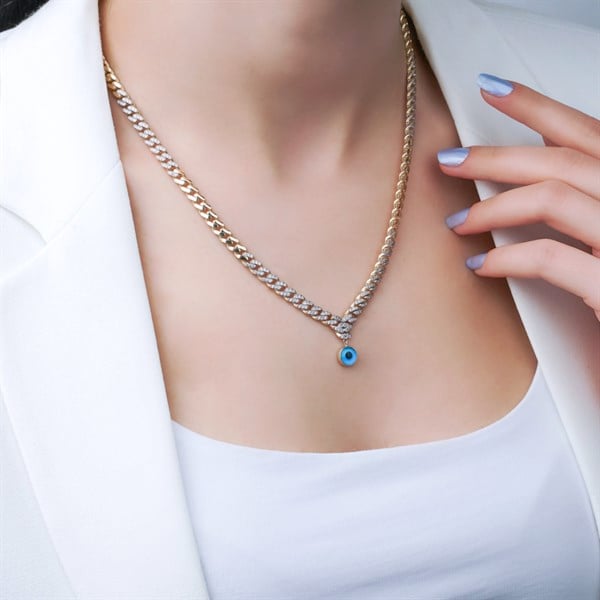 Altın Taşlı Göz Bebeğim Kolye