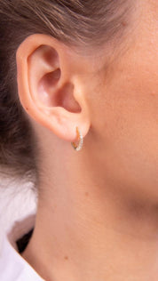 Gold Stone Hoop Earrings