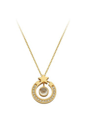 Altın Taşlı Halka Yıldız Kolye