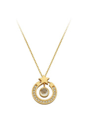 Altın Taşlı Halka Yıldız Kolye