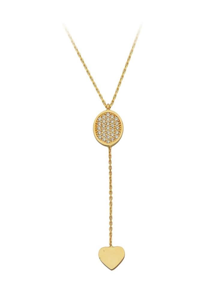 Altın Taşlı Kalp Kolye