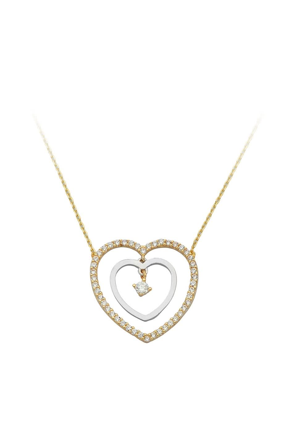 Altın Taşlı Kalp Kolye