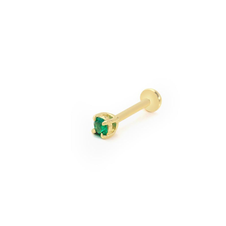 Altın yeşil taşlı piercing