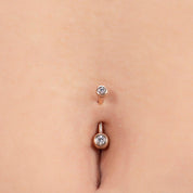 Altın Taşlı Vintage Göbek Piercing