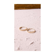 Altın Tek Düz Desenli Halka Küpe 1.3 cm Gizli Kilit