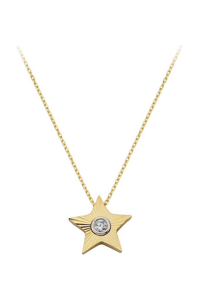 Golden Solitaire Star Necklace