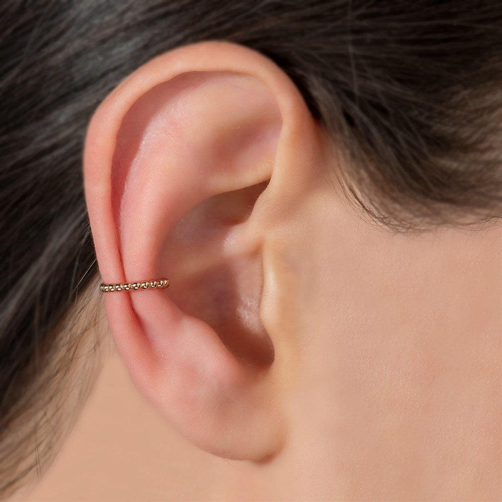 Altın Toptop Sıkıştırmalı Halka Earcuff