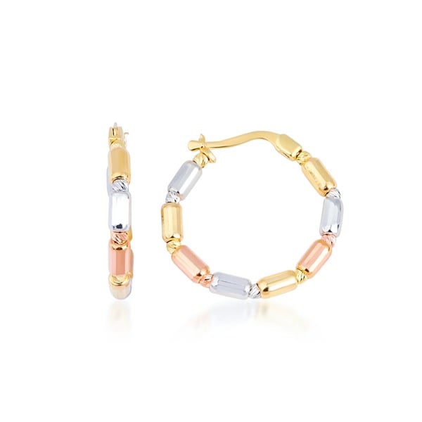 Altın Üç Renk Halka Küpe