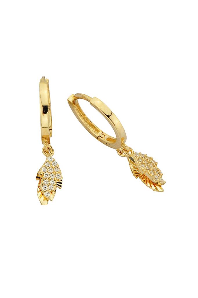 Golden Leaf Figure Ring Earrings