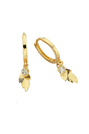 Golden Leaf Figure Ring Earrings