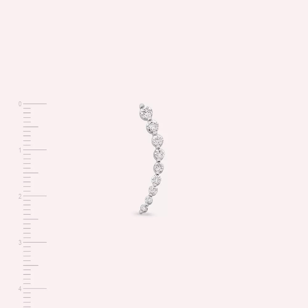 Alva Pırlanta Taşlı Beyaz Altın Tek Küpe