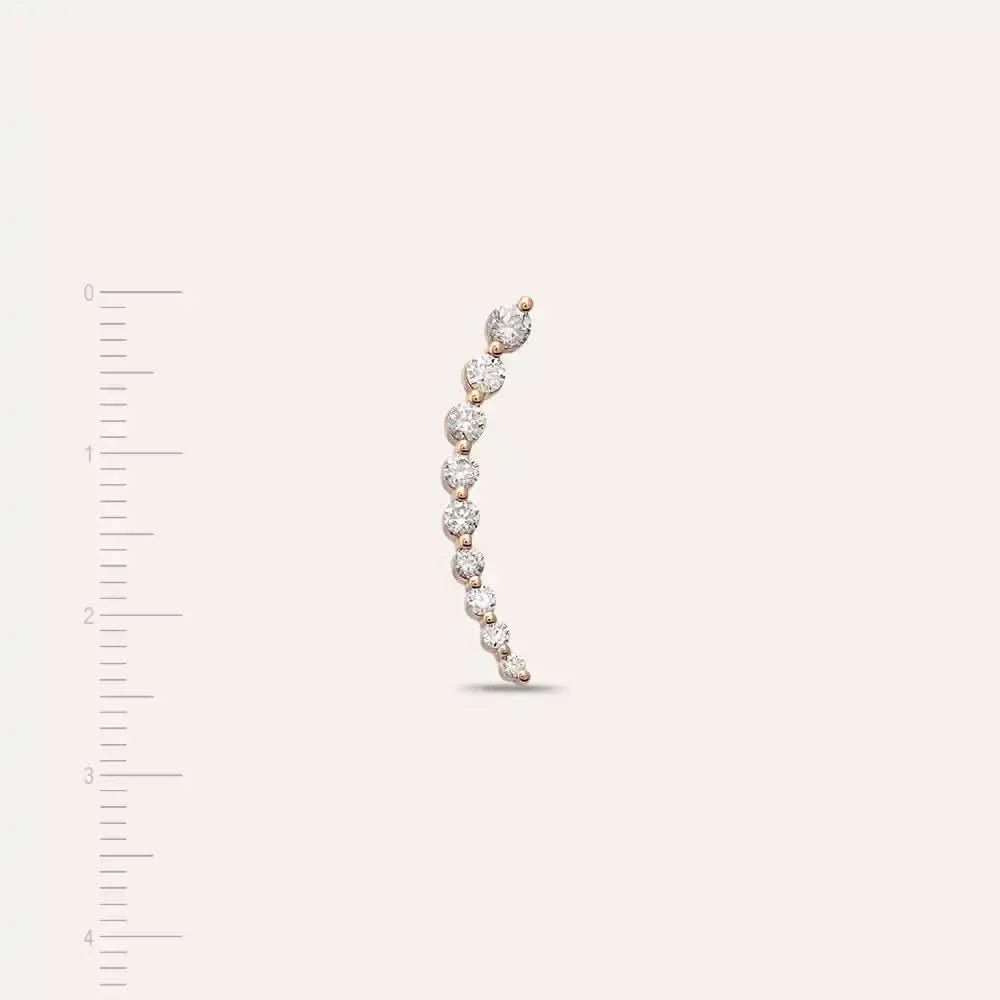 Alva Pırlanta Taşlı Rose Altın Tek Küpe