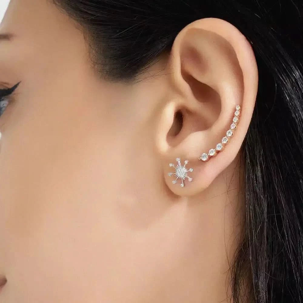 Alva Pırlanta Taşlı Rose Altın Tek Küpe