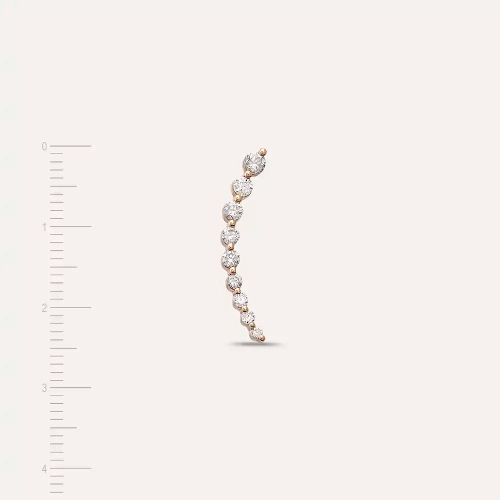 Alva Pırlanta Taşlı Rose Altın Tek Küpe